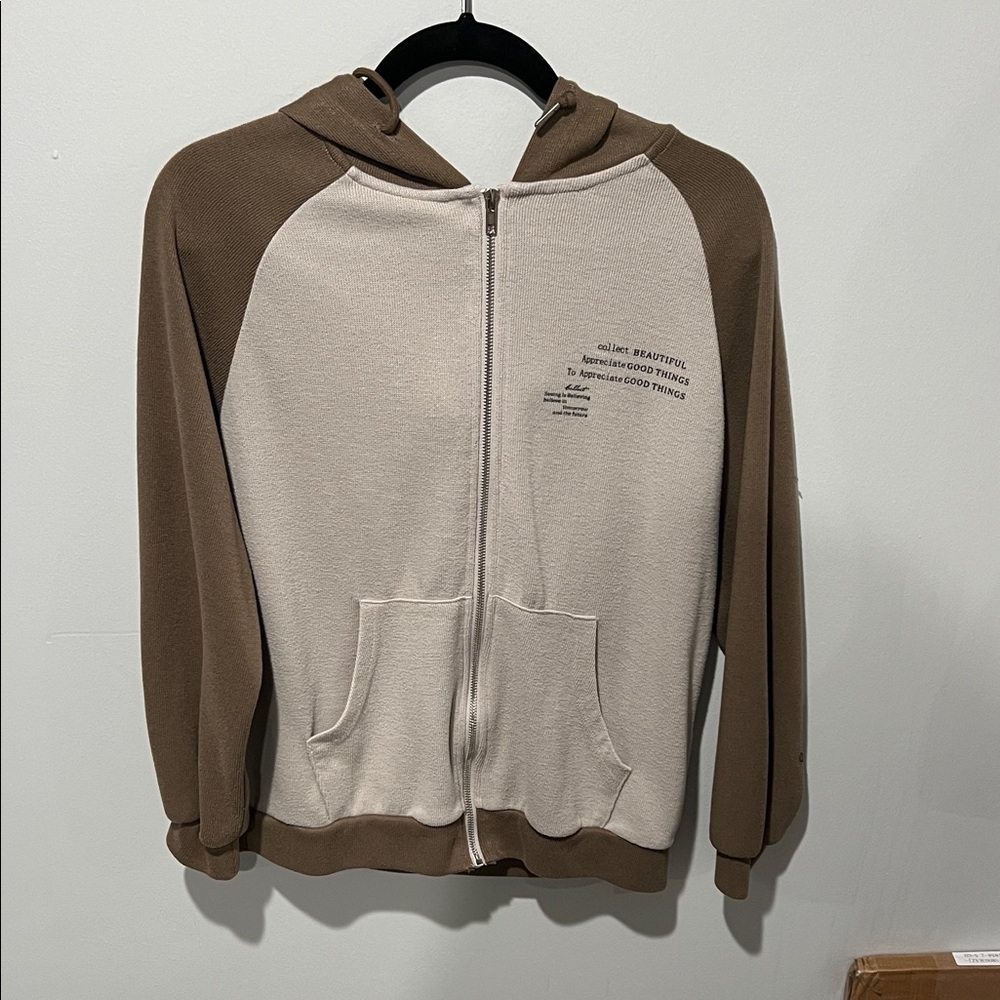 Dazy Brown and Cream Zip-Up Hoodie
